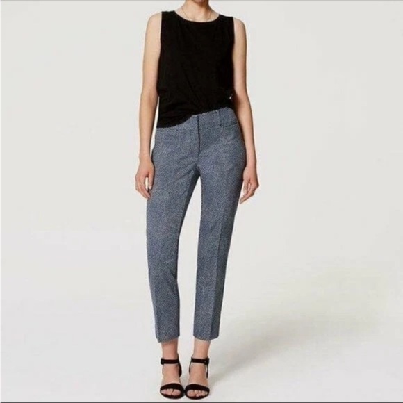 LOFT Pants - LOFT  Riviera Cropped Blue Polka Dot Pants